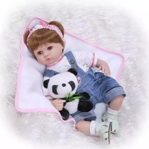 Bebê Reborn 55cm Ana Macacão Jeans - BZDOLL - Bonecas - Magazine Luiza