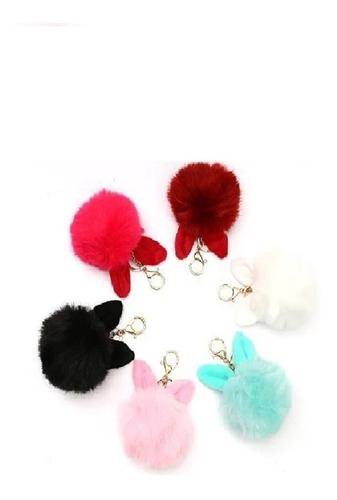 Llavero Pompom Bola Peluche Conejo Decorativo Para Bolso. 