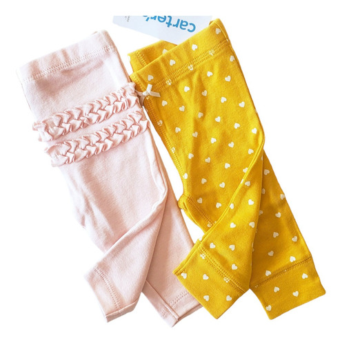 Pack De 2 Pantalones Beba Carters Rosa Y Amarillo 