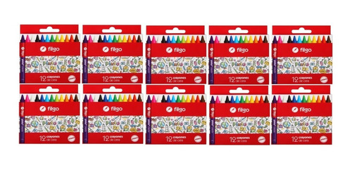 Pack X 10 Cajas De Crayones De Cera Filgo Pinto X12 Unidades