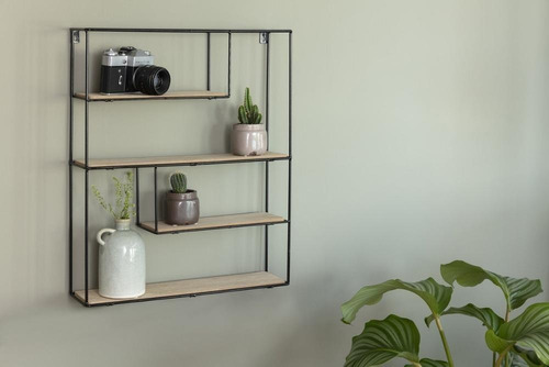 Repisa Estante Flotante Para Pared 4 Niveles En Mdf Y Metal