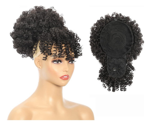 Rabo De Cavalo Da Extensão Do Coque Do Cabelo Afro Com Franj