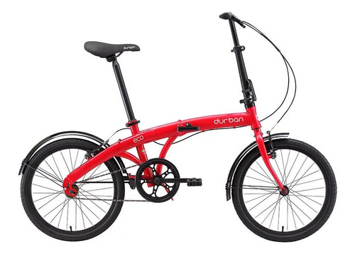 Bicicleta  dobrável plegable Durban Eco aro 20 1v freios v-brakes cor vermelho com descanso lateral