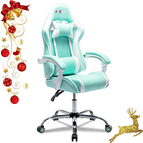 Silla Gamer Respaldo Alto Ajustable Piel Sint Azulcl Aleavic