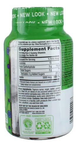 Vitafusion Biotin - Gomitas De Suplemento Dietético De 5000 Mcg, Extra Fuerte 100 Unidades Pack De 3 Frascos