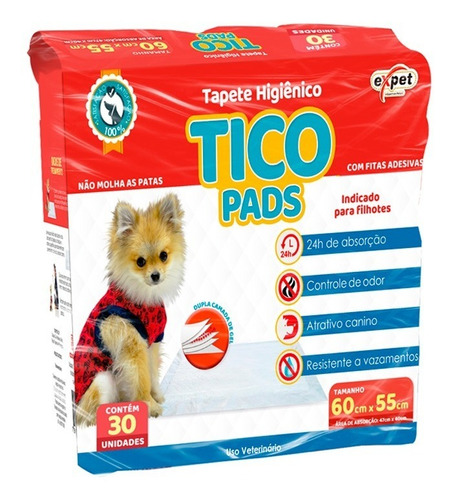 Tapete Higiênico Expet Para Cães Tico Pads 30un