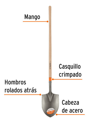 Pala Irrigación Cerrado, Classic, Mango Largo, Truper 17186