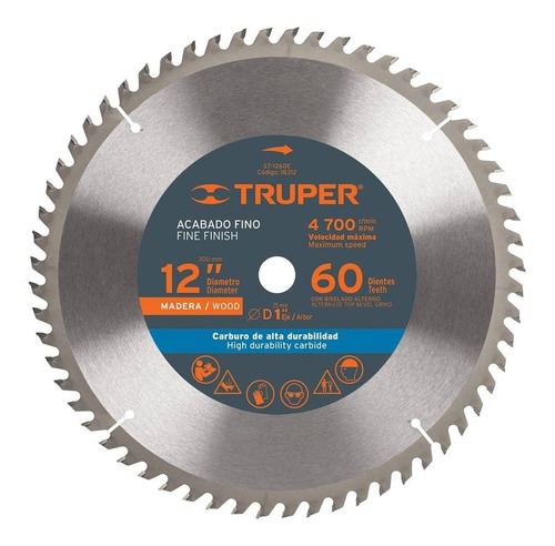 Disco De Corte Madera Truper St-1260e 12p 60d Centro 1 Pulga