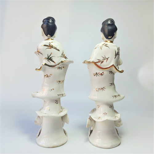 Par De Figuras En Porcelana De La Diosa China Kuan-yin (Usado)