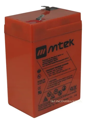 Batería Mtek 6v 4ah 20 Horas Recargable
