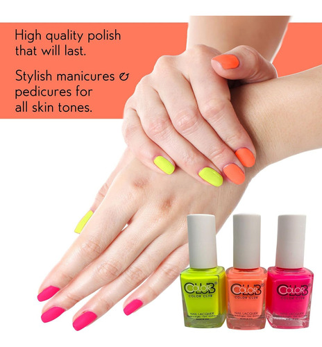 Color Club Juego 3 Esmaltes De Gel Neón Cálidos