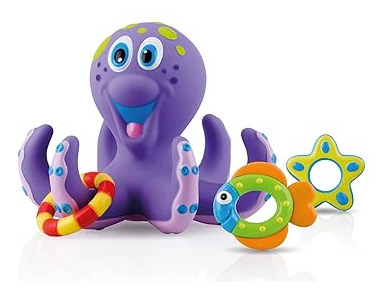 Pulpo Morado Flotante Nuby Con 3 Anillos De Hoopla Juguete I