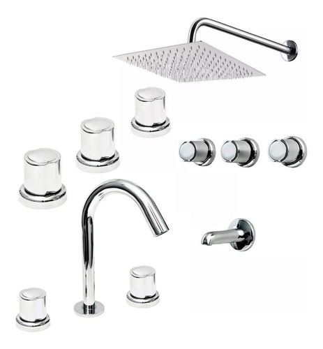 Combo Griferia Set Completo 7000 Alto Aqualaf Duchon 20x20