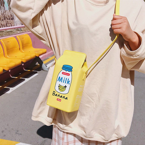 Bolso De Hombro En Forma De Caja De Leche, Lindo Y Divertido
