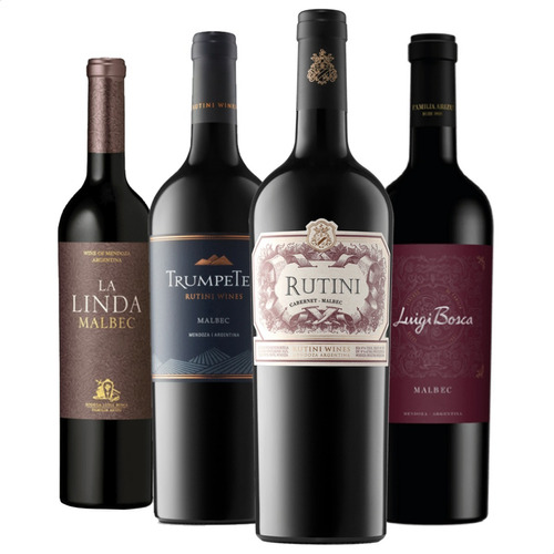 Combo X4 Vinos Premium Rutini + La Linda + Luigi Bosca