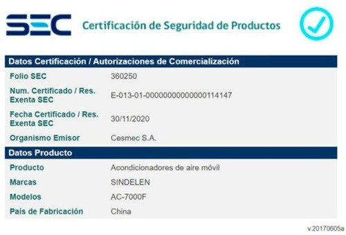 Imagen 6 de 7 de Aire Acondicionado Portatil Power Air / Ac-7000f Outlet