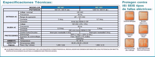 Imagen 5 de 8 de Protector Avtek Computadora, Tv Y Electronica, R8t-1221