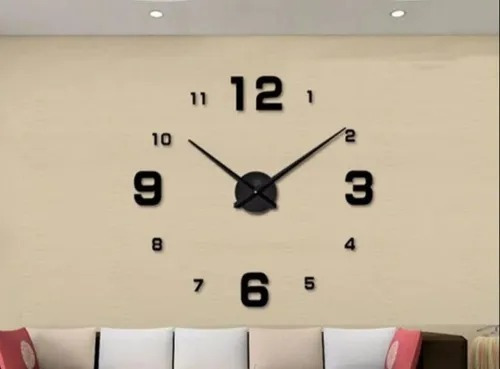 Reloj De Pared 3d Números Grande Negro