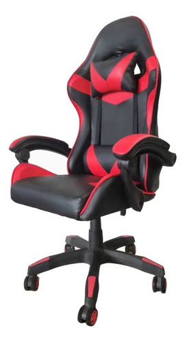 Silla Gamer De Escritorio Pc Con Ruedas Posabrazos Premium Color Rojo