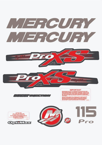 Mercury Proxs 115 Hp Motor De Popa Optimax Decalques Adesivo