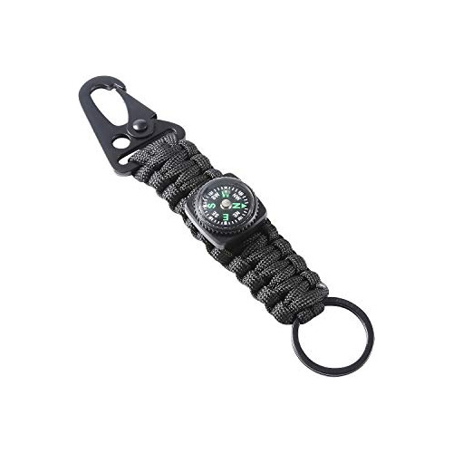 Llavero De Paracord Negro Brújula 1 Paquete Mini Brúj...