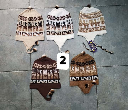 Imagen 3 de 6 de Gorro Coya Chullo Lana De Alpaca Con Orejeras Andino Colores