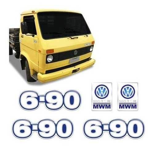 Imagem 1 de 5 de Kit Adesivos 6-90 Emblema Caminhão Volkswagen Mwm Resinado