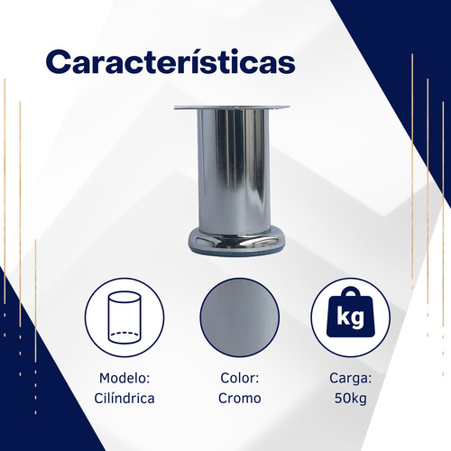 Pata Cilíndrica Cromada De 10 Cm P/sofá ***