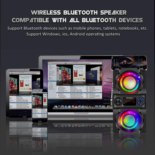 Altavoz Bluetooth 40 W, Portátil Con Luces Y Subwoofer