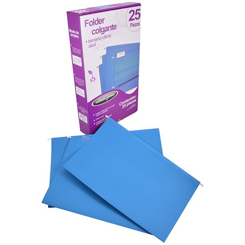 25 Piezas Folder Acco Colgante Oficio Color Azul /v