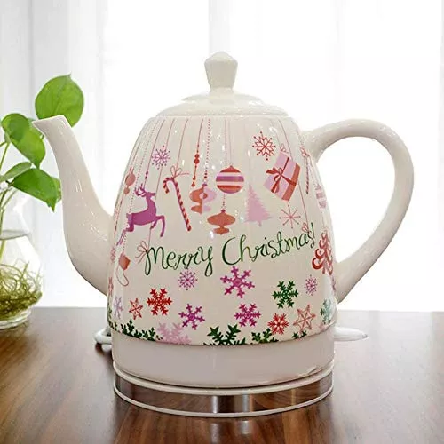 Ceramic Electric Kettle Cordless Water Teapot, Teapot-Retro 1.2L Jug,  1000W Water Fast for Tea, Coffee, Soup, Oatmeal-Removable Base, Automatic  Power