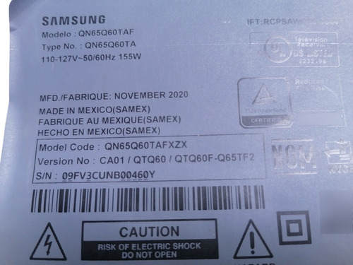 Tarjeta Main Para Tv Samsung Qn65q60taf Vca01 (Usado)
