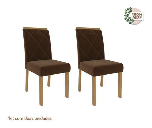 Conjunto 2 Cadeiras Fernanda Madeira/joli Marrom