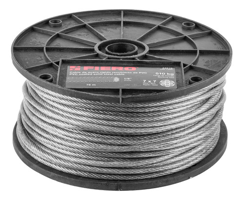 Cable Rígido De Acero 1/8 , Recubierto Pvc, 7x7, 75 M 44219