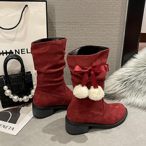 E Botas De Invierno Para Mujer, Zapatos De Tacón Bajo, Cómod