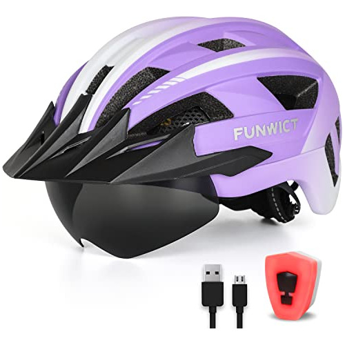 Funwict Casco Para Bicicletas De Adultos Con Visor Y Gafas P