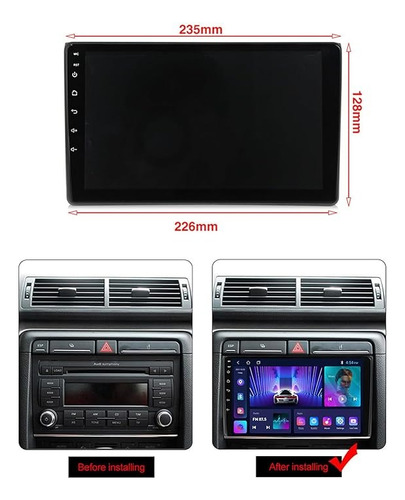Pantalla Audi A4 2002-2008 Carplay Estereo 4+64 Android 14