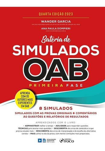 Livro Bateria De Simulados Oab 1ª Fase - 4ª Ed - 2022