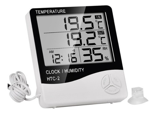 Imagen 3 de 10 de Termohigrometro Digital Temperatura Humedad, Reloj Htc-2