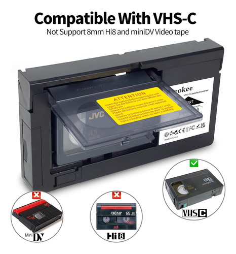 Adaptador De Cassette Vhs-c Compatible Con Videocámaras Vhs-