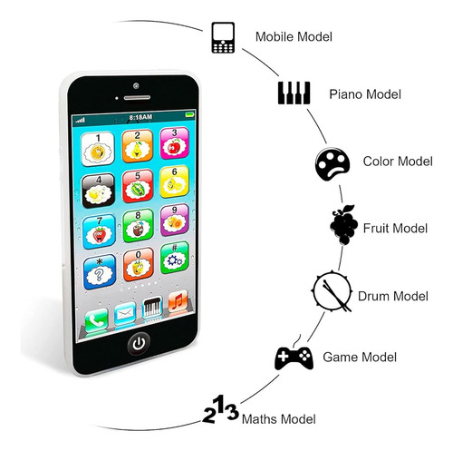 Wolmund Toy Learning Play Cell Phone Con 8 Funciones Y Luces