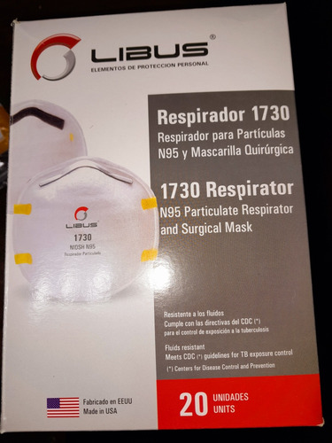 Mascarilla Libus Respirador 1730 Pack 20 Und Usa