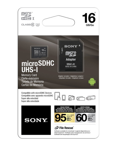 Cartão Memória Micro Sd 16gb Sony Class 10 95mb/s Lacrado