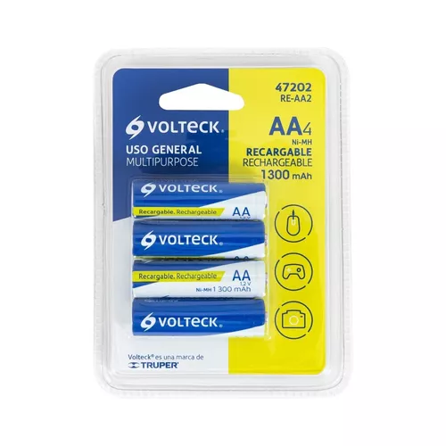 Cargador de pilas, AA, AAA y 9V, incluye 4 pilas AA, Volteck, Cargadores De  Pilas, 46045