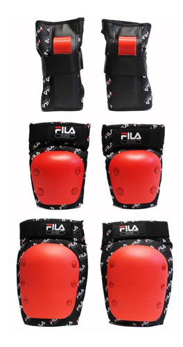 Set De Protecciones Fila Pro Rojas Adulto Talla Mediana