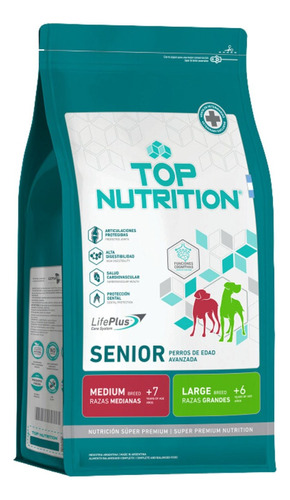 Alimento Top Nutrition Senior Raza Medianas Y Grandes 15 Kg