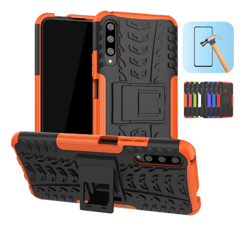 Funda Para Galaxy A50 Con Mica Varios Modelos Antigolpes Naranja Dazzle