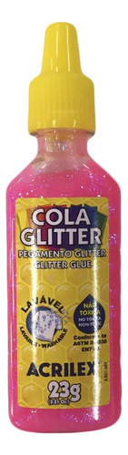 Cola Colorida Com Glitter 23g Lavável Cor Pink Acrilex