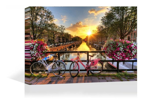 Cuadro Decorativo Tipo Canvas Paisaje Bicicletas Grande