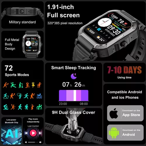 Reloj digital para hombre, impermeable, podómetro, reloj deportivo,  contador de pasos, calorías, reloj militar con cronómetro, alarma